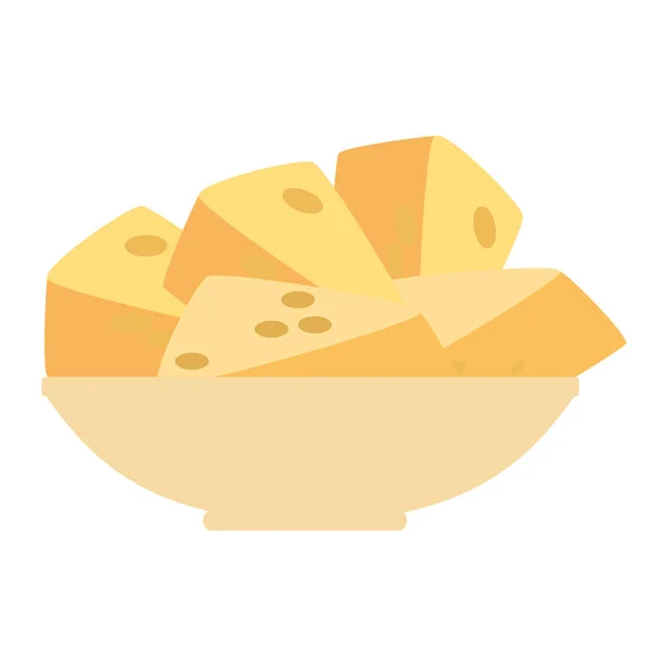 Plato con trozos de queso comida saludable — Vector de stock