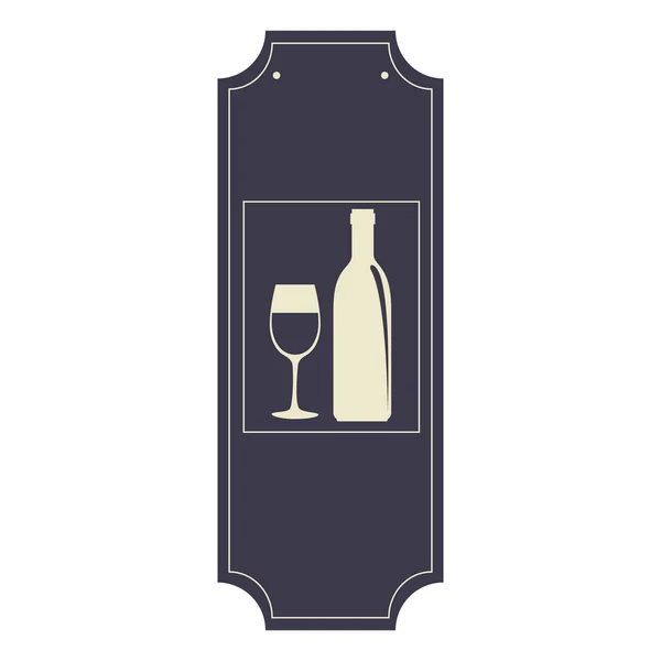 Silhueta garrafa de vinho com copo — Vetor de Stock