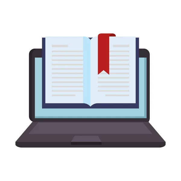 Livro de texto com laptop —  Vetores de Stock