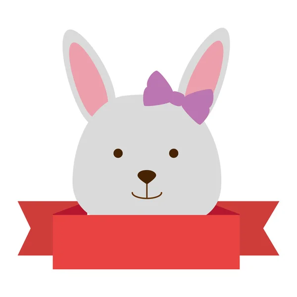 Bonito fêmea coelho cabeça personagem ícone — Vetor de Stock