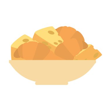 peynir parçası ve ekmek ile çanak