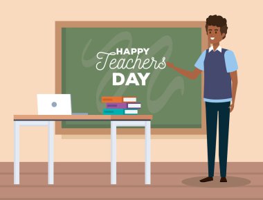 kutlama tatili için kara tahta ile adam öğretmen