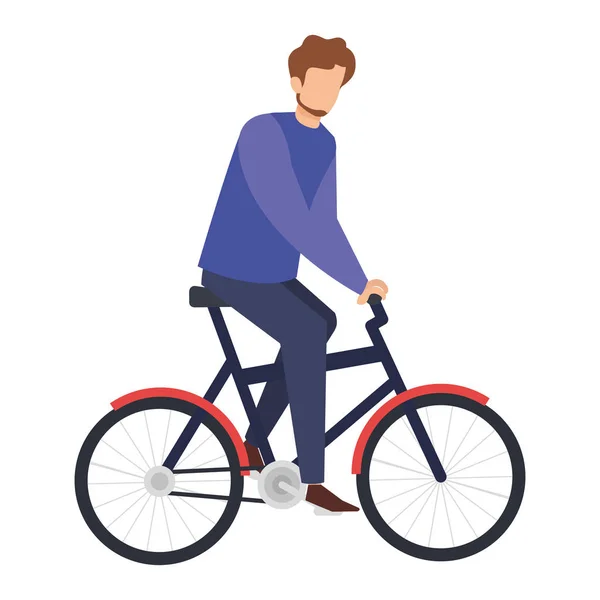 Jongeman fiets avatar karakter — Stockvector