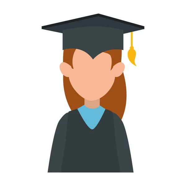 Mujer estudiante graduado avatar carácter — Vector de stock