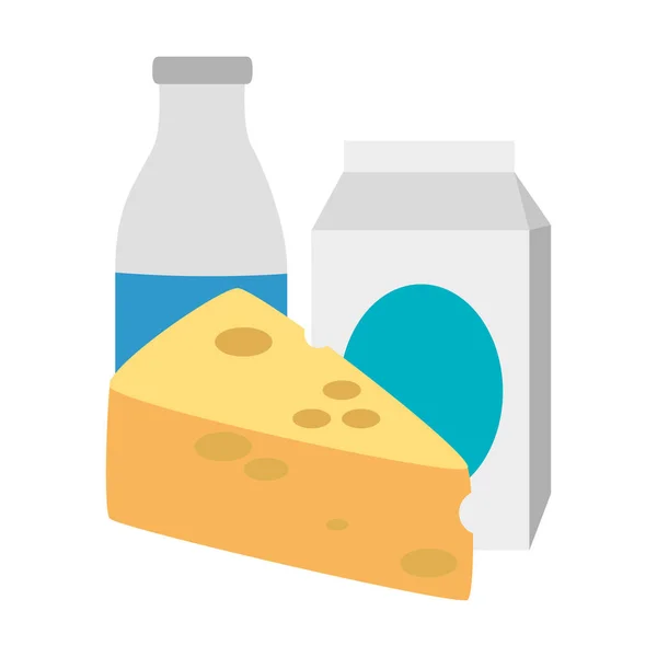 Trozo de queso y leche — Vector de stock