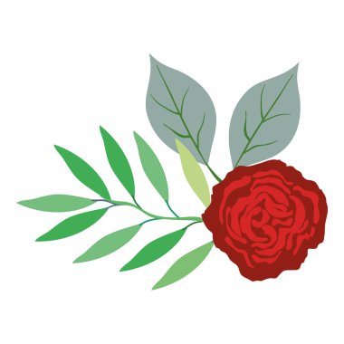 gül ve dekoratif simgesi yapraklar