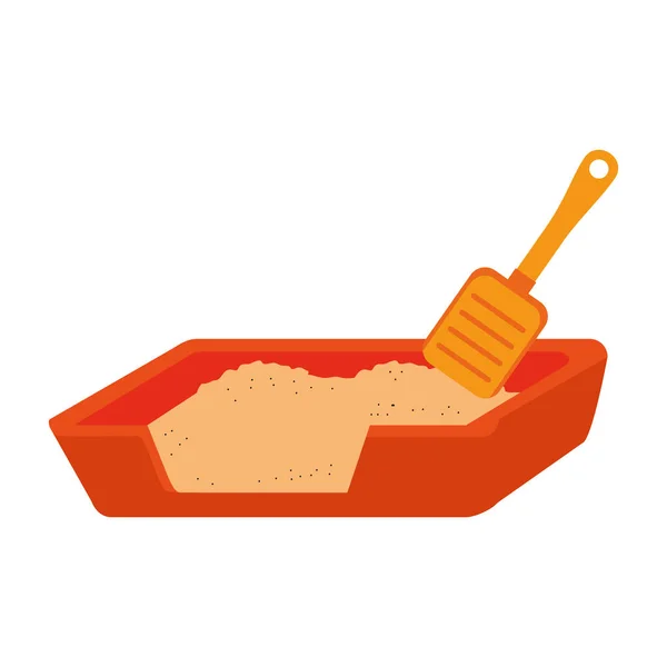 Scatola di sabbia gatto con pala — Vettoriale Stock