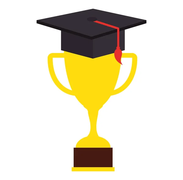 Coupe trophée avec chapeau de graduation — Image vectorielle