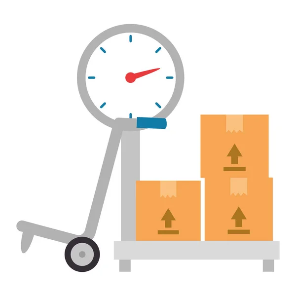 Rozsah opatření váha s boxy zásilková služba — Stockový vektor