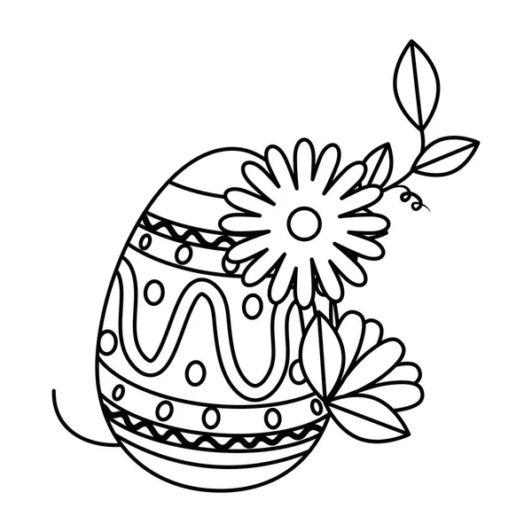 Huevo de Pascua pintado con decoración floral — Vector de stock