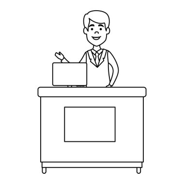 bilgisayar avatar karakteri ile masada doktor profesyonel