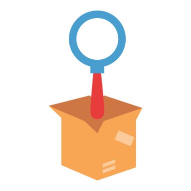 Büyüteç ile kutu karton ambalaj