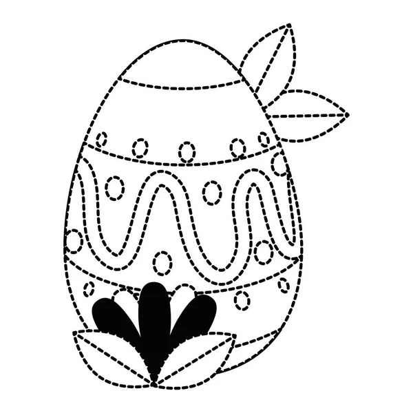 Painted easter egg with ethnicity pattern and leafs — Stock Vector