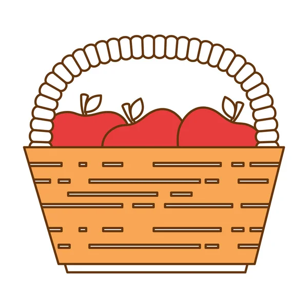 Cesta com maçãs frescas —  Vetores de Stock