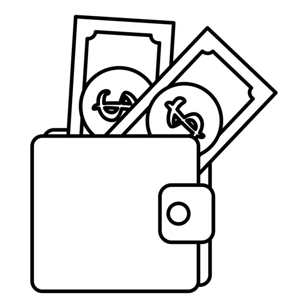 Faturaları para izole simgesi ile cüzdan — Stok Vektör
