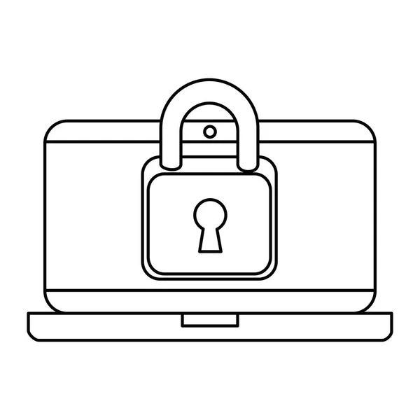 Laptop computer with padlock — Stock Vector