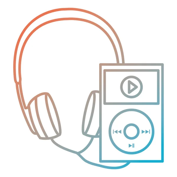 Reproductor de mp3 con auriculares dispositivo — Vector de stock