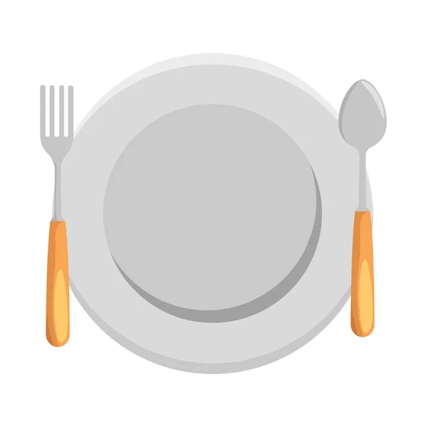 Dish with fork and spoon — Stock Vector