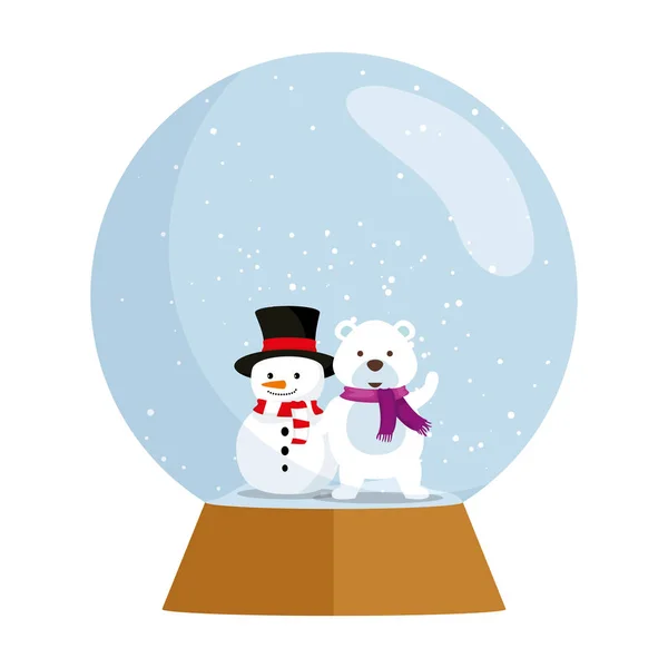 Roztomilý lední medvěd vánoční charakter — Stockový vektor