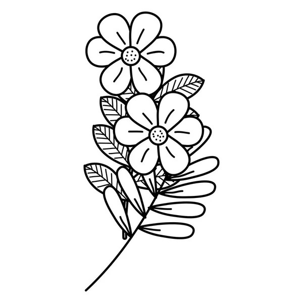 Flores e folhas ícone decorativo — Vetor de Stock