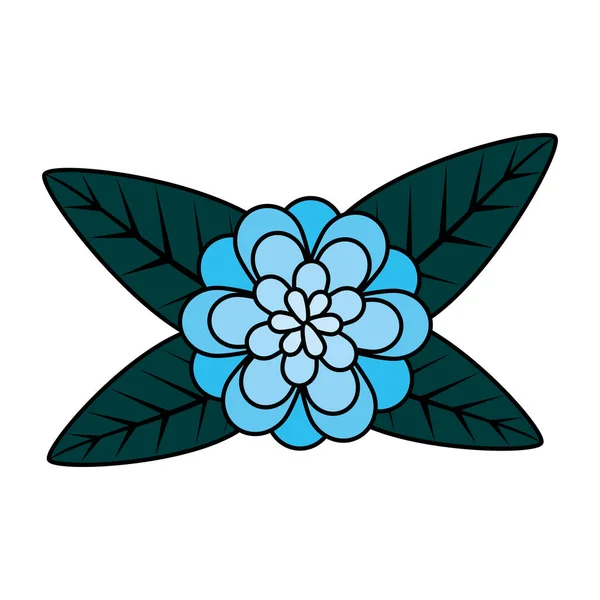 Rosa con icono de hojas — Vector de stock