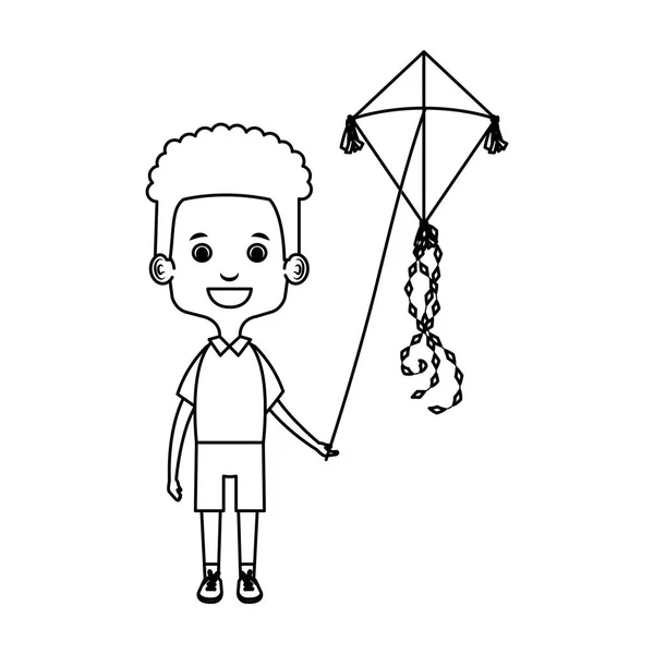 Kis fiú repülő kite — Stock Vector