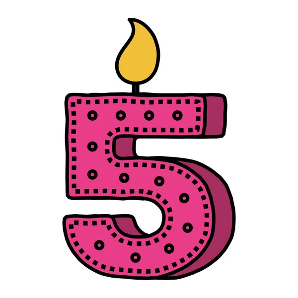 Свічка на день народження з номером п'ять — стоковий вектор