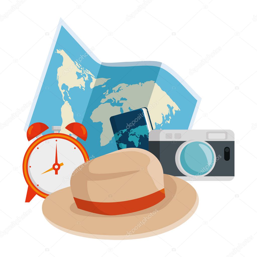 travel tourism set icons