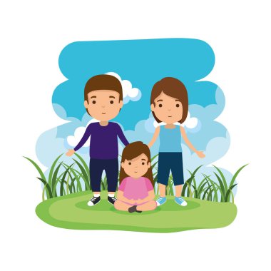 kampta kızı ile anne-babalar çift