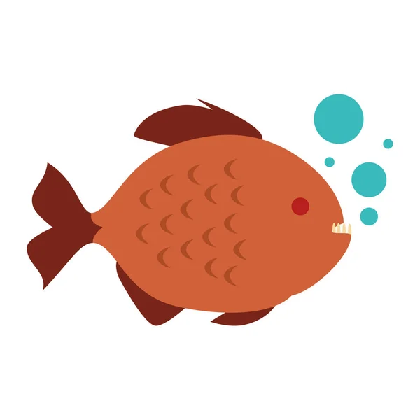 Söt prydnads fisk med luftbubblor — Stock vektor