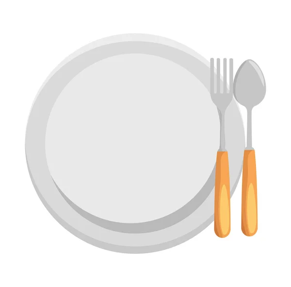 Dish with fork and spoon — Stock Vector