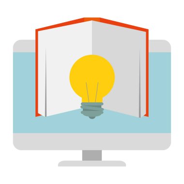 bilgisayar ve ampul ile elektronik kitap