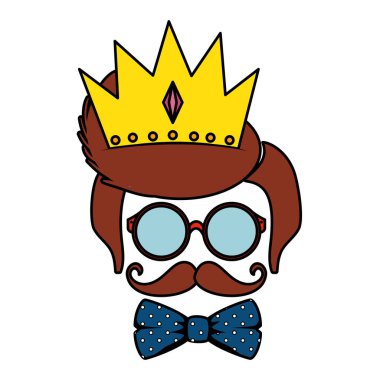 papyon ve taç hipster tarzı ile güneş gözlüğü ve bıyık