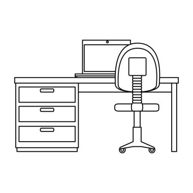 masa ve ofis sandalyesinde dizüstü bilgisayar