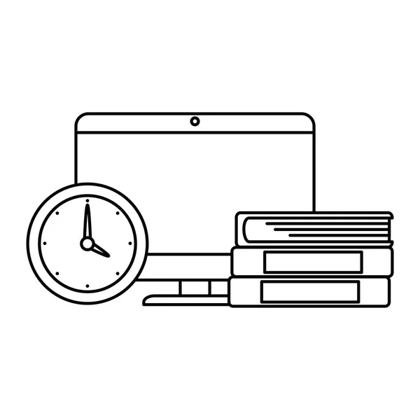 Elektronikus könyvek számítógéppel és órával — Stock Vector