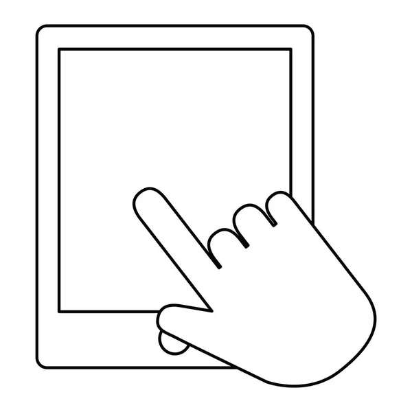 Mano usando tableta electrónica — Vector de stock