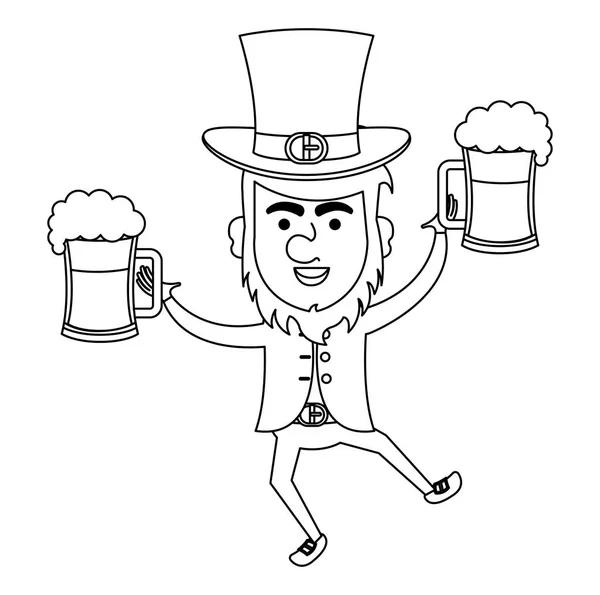 Leprechaun with beer avatar character icon — Stock Vector