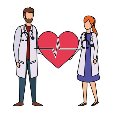 kalp kardiyo ile profesyoneller doktorlar çift