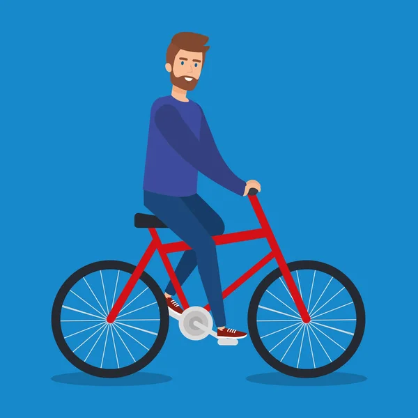 Молодой человек ездит на велосипеде — стоковый вектор