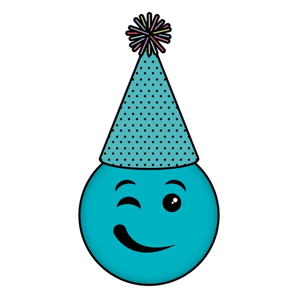 Emoji cara con sombrero de fiesta — Vector de stock