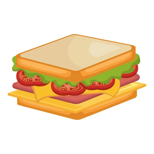 Delicious sandwich fast food icon — Stock Vector