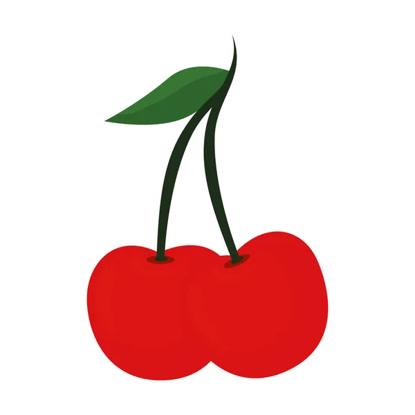 Cerises fraîches fruits icône — Image vectorielle