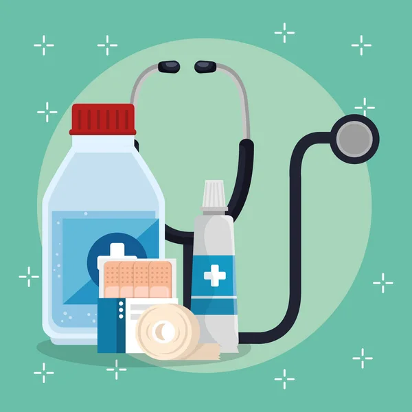 Iconos conjunto de servicio médico — Vector de stock