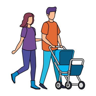 Ebeveynler sepeti bebek karakterlerle çift