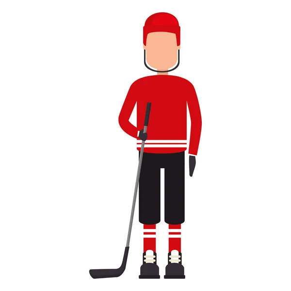 Hockeyspieler mit Stick-Avatar-Charakter — Stockvektor