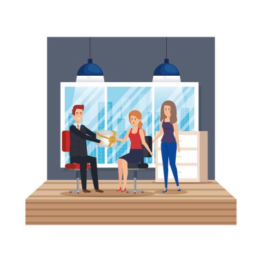 işyerinde iş adamları hediye veren