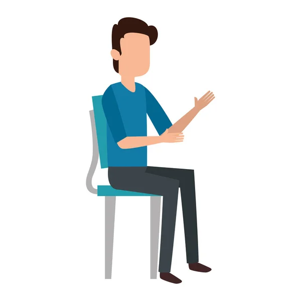 Young man sitting on chair — Stock Vector