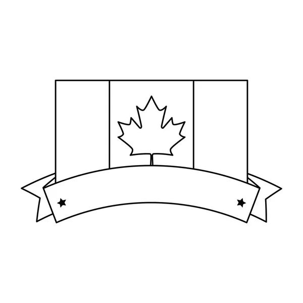 Bandera canadiense con marco de cinta — Vector de stock