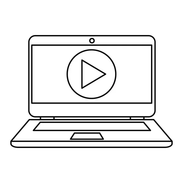 Laptop mit Media Player-Taste — Stockvektor