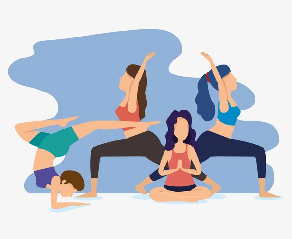 Fitness-Frauen bei Yoga-Übungen — Stockvektor